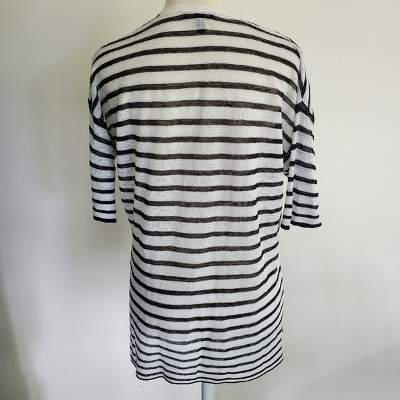 Eileen Fisher Organic Linen Blend Striped Knit Top - Picture 6 of 8